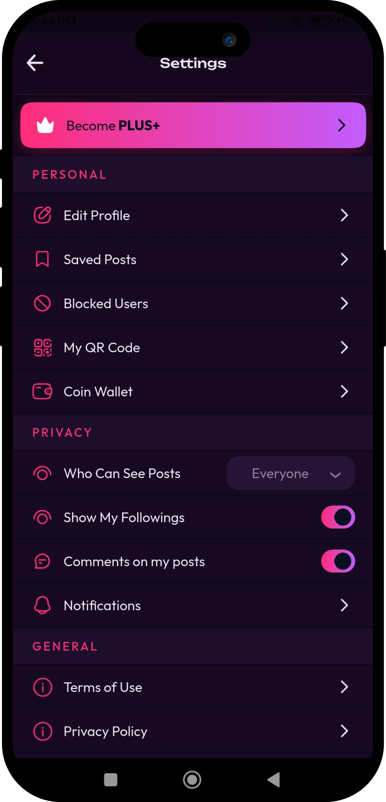 Profile & settings